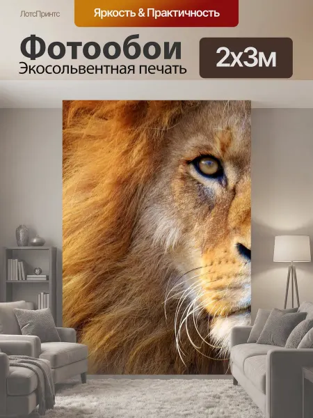 LotsPrints Фотообои "Лев, хищник, опасный" 2x3м