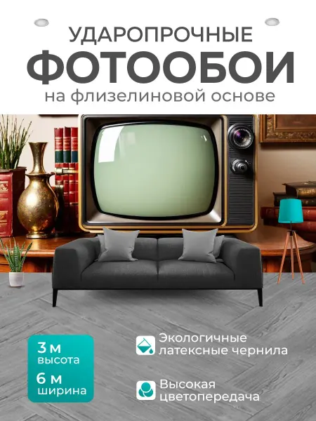 LotsPrints Фотообои "Телевизор с ретро-дизайном, стоящий на." 6x3м