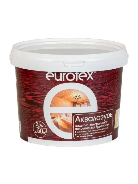Нет бренда Лак антисептик акриловый Eurotex Аквалазурь бесцветный 2,5л
