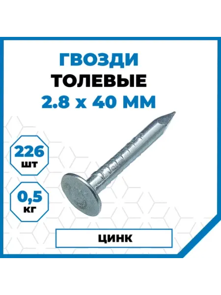 СТРОЙМЕТИЗ Гвозди толевые оцинкованные 2.8х40 мм, 500 гр