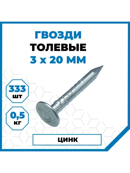СТРОЙМЕТИЗ Гвозди толевые оцинкованные 3х20 мм, 500 гр