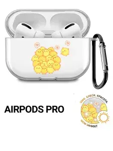 Прозрачный чехол для наушников Apple AirPods Pro / АирПодс Про силиконовый с 3D принтом "Pi-pi-pi"