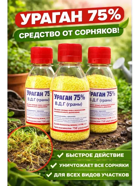 Ураган средство от сорняков Оригинал 3шт по 60гр