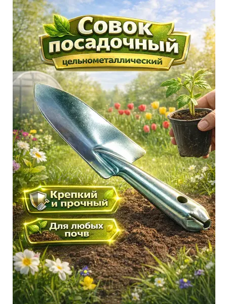 ГЛОБАЛКАБЕЛЬ GLOBALCABLE Совок садовый металлический для рассады