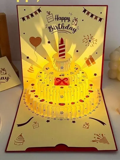Музыкальная 3D открытка Happy Birthday с подсветкой — премиальный подарок