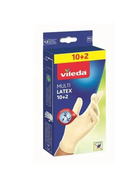 VILEDA Одноразовые перчатки Muilt Latex 10+2 шт М L