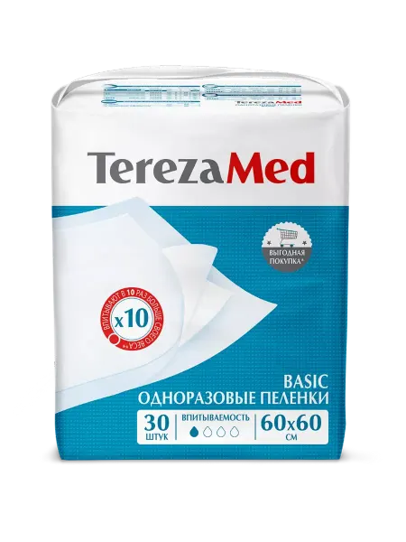 Terezamed Пеленки одноразовые впитывающие basic 60х60 см 30 шт 2 шт