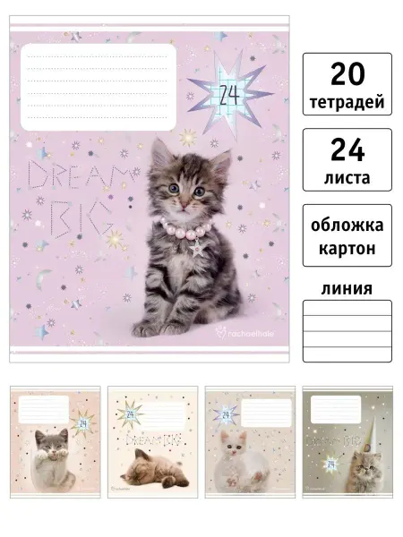 Rachael Hale Тетрадь 24 л линейка картонная обл 20 шт