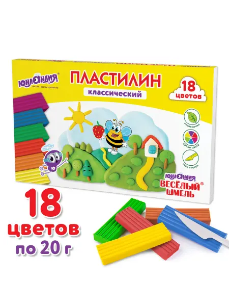 ЮНЛАНДИЯ Набор 8 шт Пластилин классический "Веселый шмель"