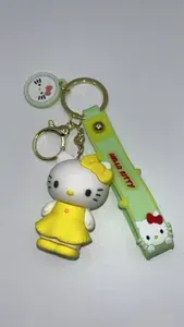 Брелок качественный на сумку "Hello Kitty" в желтом платье милая 3D