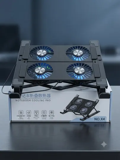 Подставка для ноутбука NO.X4, 4 вентилятора, RGB-подсветка, складная конструкция