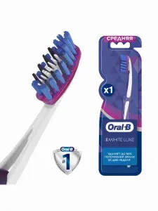 Зубная Щетка Oral-B 3D White Luxe Pro-Expert Whitening для отбеливания и бережной чистки, средней жесткости, 1 шт.