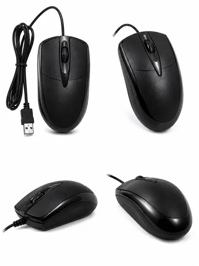 Мышь для компьютеров и ноутбуков, универсальная, проводная, с USB-подключением, черная