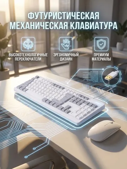 Классическая механическая клавиатура, проводная, влагостойкая
