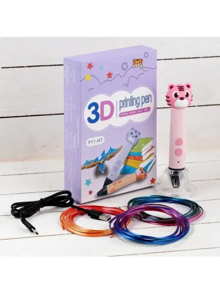 3D ручка Тигрёнок, работа с пластиком PLA, USB кабель питани