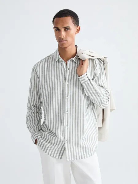 LC Waikiki Мужская рубашка regular fit из габардина в полоску