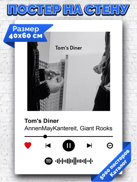 Arthata-spotify постер Спотифай постер Постер AnnenMayKantereit Guant Rooks - Tom s diner 40х60