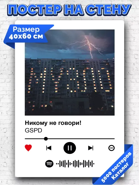 Arthata-spotify постер Спотифай постер Спотифай постер GSPD - Никому не говори 40х60