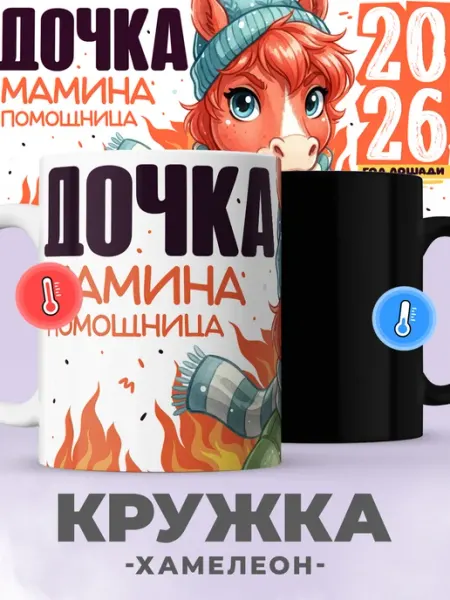 Jojo print Кружка дочке хамелеон с принтом символ года лошадь