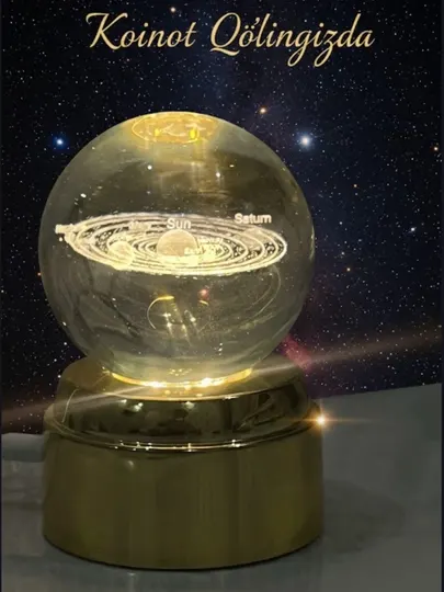 Ночной светильник с 3D-кристальным шаром антистресс, стеклянная лампа, шар, для подарка