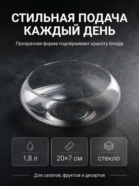 Конфетница стеклянная прозрачная