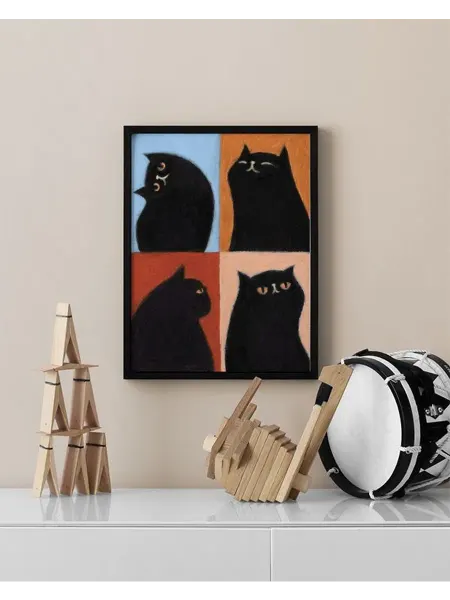 Onllyart Постер 21x30 Черная кошачья квадрант