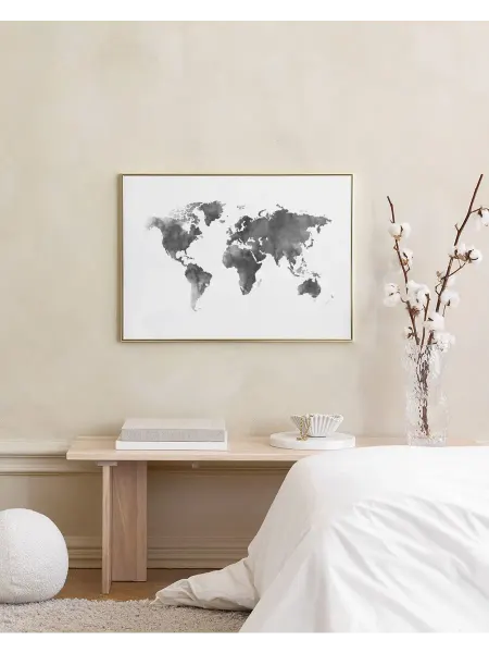 Onllyart Постер 40x50 Карта мира серая акварель
