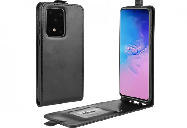 Чехол-флип MyPads для Samsung Galaxy S20 Ultra 5G, вертикальный, черный, противоскользящий