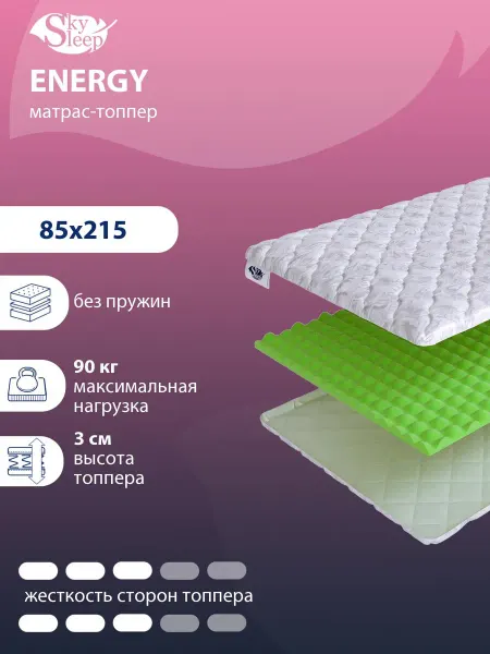 SkySleep Топпер матрас 85x215 см на диван и кровать ортопедический