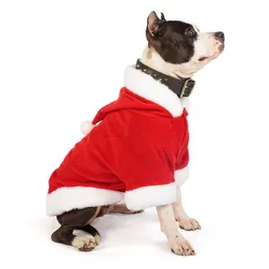 Куртка для собак с капюшоном новогодняя PUPPIA "Santa", красная, 3L, 48см (Южная Корея)