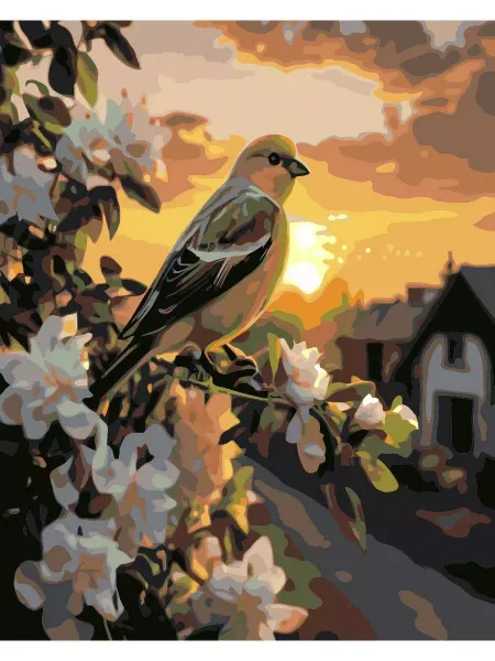 АртКарти Картина по номерам Птица на закате на холсте