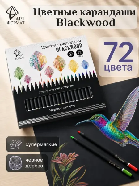 АРТформат Карандаши цветные набор 72 цвета Blackwood супер мягкие