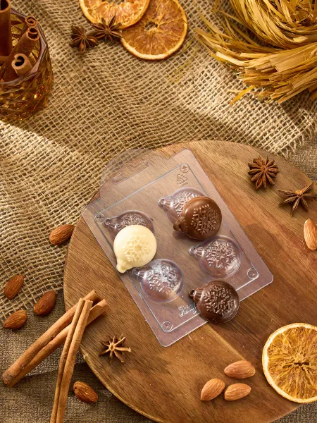 AnyMolds Пластиковая форма для мыла и шоколада Шар со снежинкой мини