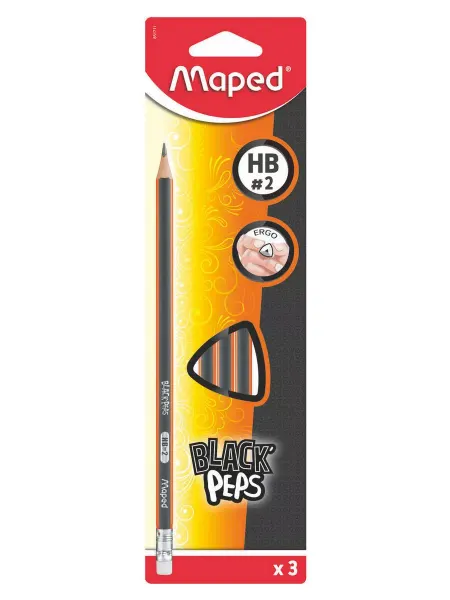MAPED Карандаш простой с ластиком НВ 12шт