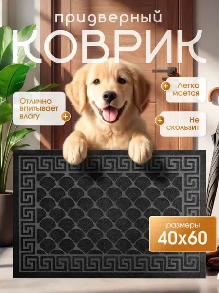 CarpetSTAR Коврик придверный Чешуя 40х60 см, черный