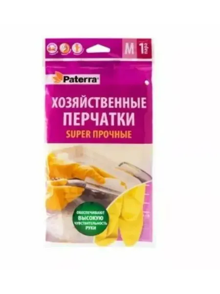 Paterra Перчатки резиновые супер прочные размер M, 1 уп