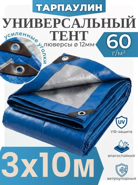 Тенты РФ Тент автомобильный 3x10м2 60г м2 ТентовЪ
