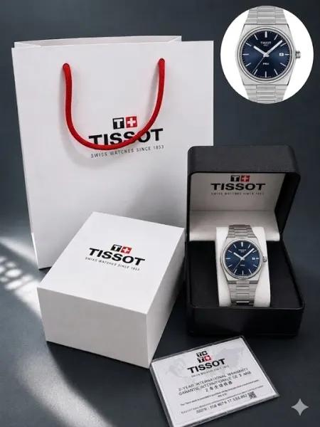 Мужские наручные часы TISSOT в классическом стиле, кварцевый механизм, коробка и документы
