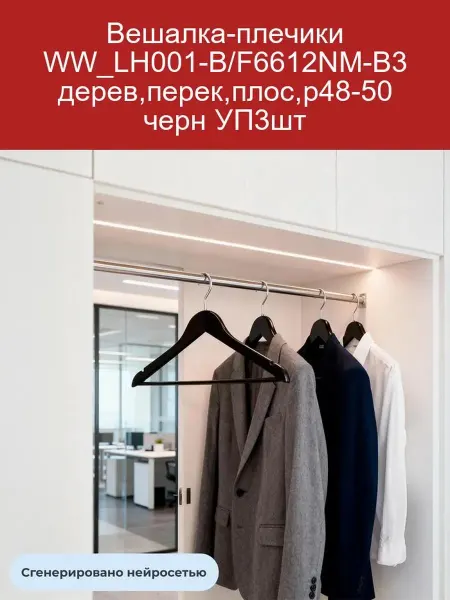 Вешалка-плечики деревянная плоская черная 48-50 см