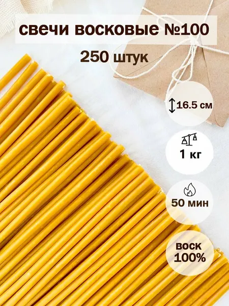 Свечи церковные восковые освященные№100(250шт/50мин)