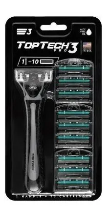 Бритвенный станок TopTech "Pro 3", мужской, 10 сменных кассет, совместимы с Gillette Blue 3 (RMP3-010)