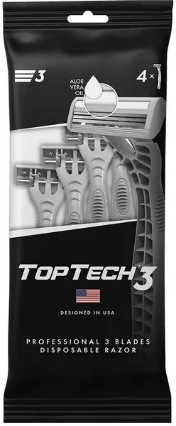 Бритвенные станки TopTech Мужские, одноразовые, 3 лезвия, Gillette Blue II, 4 шт