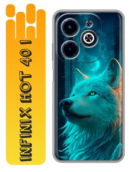 360skin Чехол на Infinix Hot 40i волк и луна