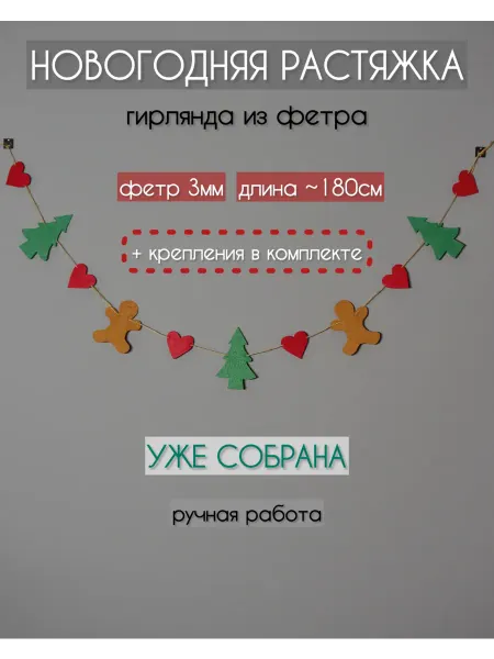 I'M - Твоя атмосфера Новогодняя гирлянда из фетра для фотозоны