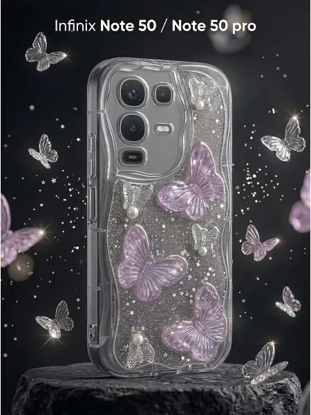 ЧЕХОЛБЕРИ Рельефный чехол с бабочками на Infinix Note 50, Note 50 Pro