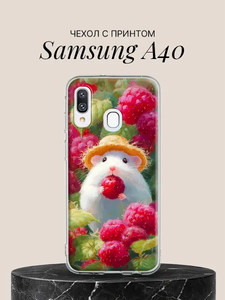 Samsung Чехол на A40 с принтом Хомячок и малина