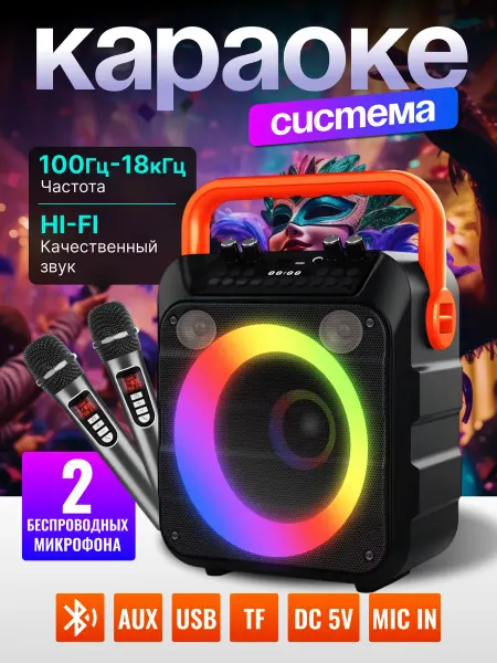 Akenori Караоке колонка с двумя микрофонами