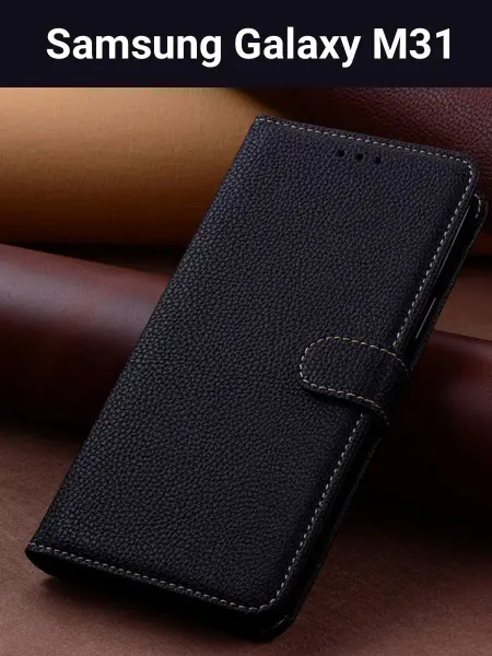 INVOY Чехол на Samsung M31 черный Самсунг М31 книжка