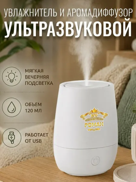 Увлажнитель воздуха ультразвуковой с надписью "Eго превосходительство Роман"