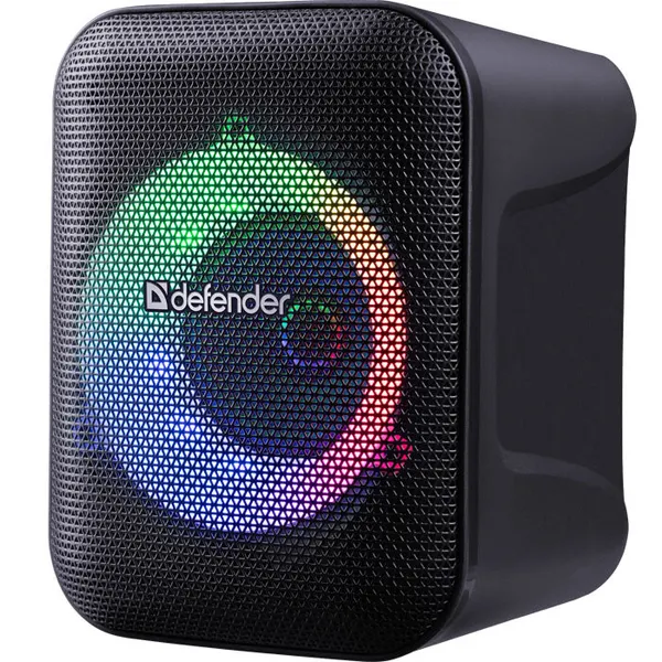 Колонка портативная Defender Boomer 14, 15 Вт, LED, bluetooth 5.2, FM, MP3, MicroSD. встроенный акк чёрная